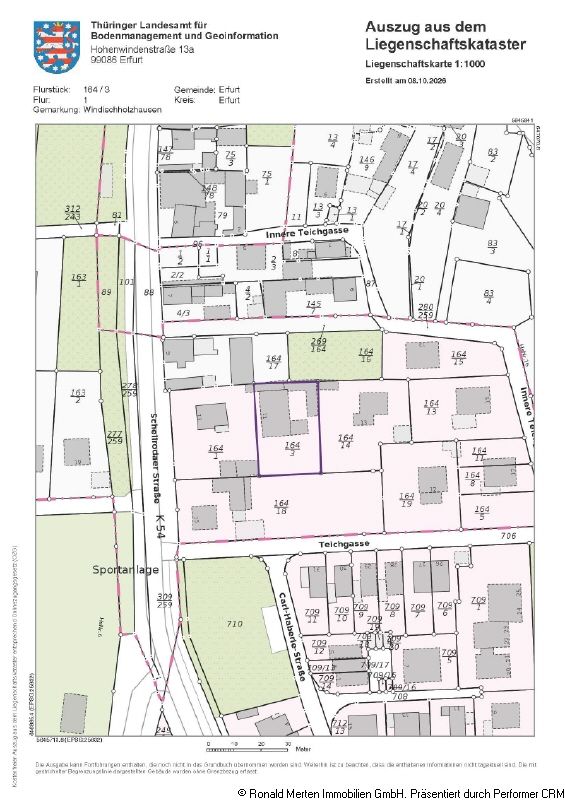 Immobilienmakler Erfurt: Flurkarte mit Kennzeichnung