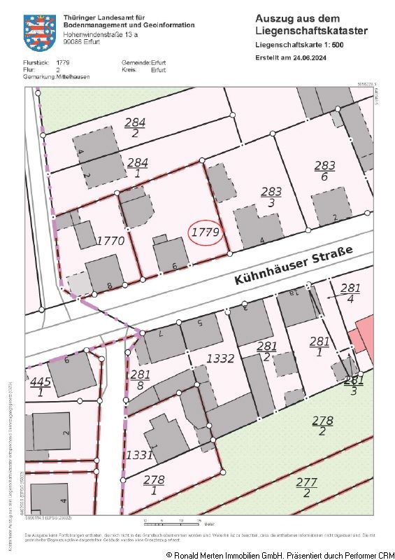 Immobilienmakler Erfurt: Flurkarte mit Kennzeichnung