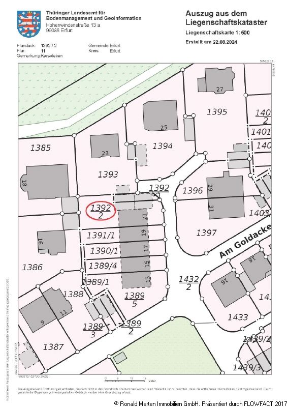 Immobilienmakler Erfurt: Flurkarte Kaufgegenstand