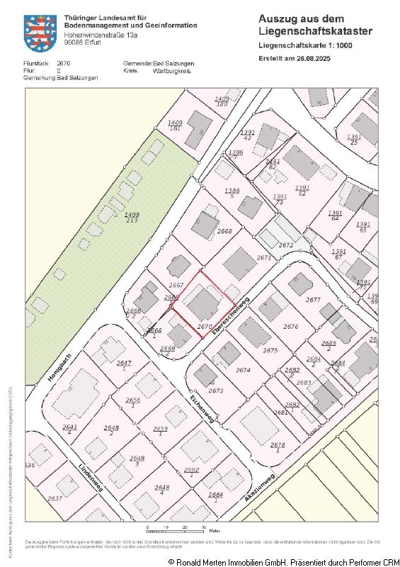 Immobilienmakler Erfurt: Flurkarte mit Kennzeichnung